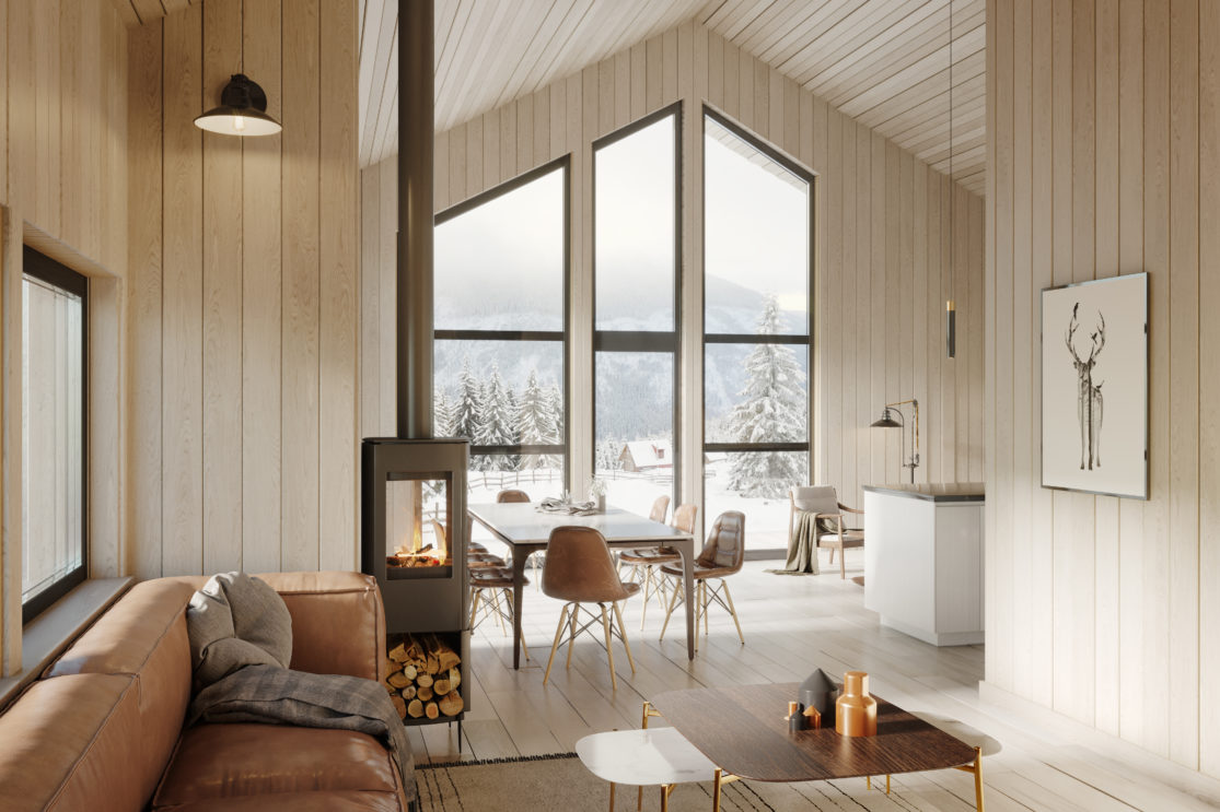 3D-interiør fra hytte